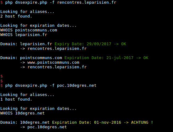 DNS expiration PHP tool